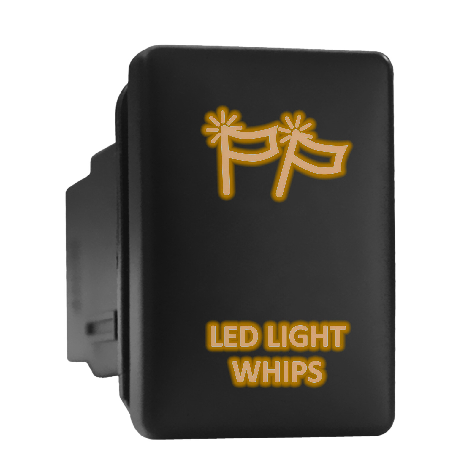 Orange LED Light Whips with Backlit Push-In Switch 1.28 x 0.87 Fits Toyota