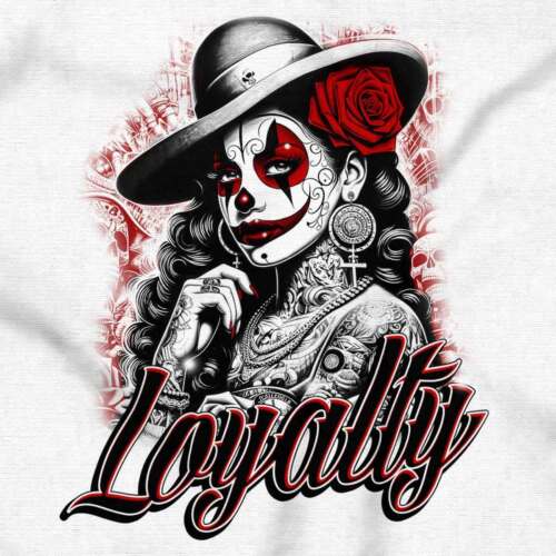 Cool Urban Loyalty Tattooed Chicana Clown Graphic T Shirts for Women T-Shirts - Picture 2 of 7