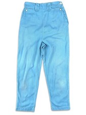 1950s Womens High Waist Side Zip Blue Twill Tapered Pants Vintage 24x24