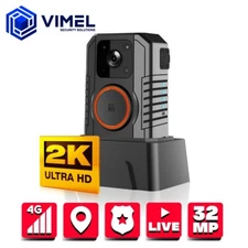 Body Camera 4G Wearable GPS Police Officer 32MP Video Recording 2K LIVE Stream