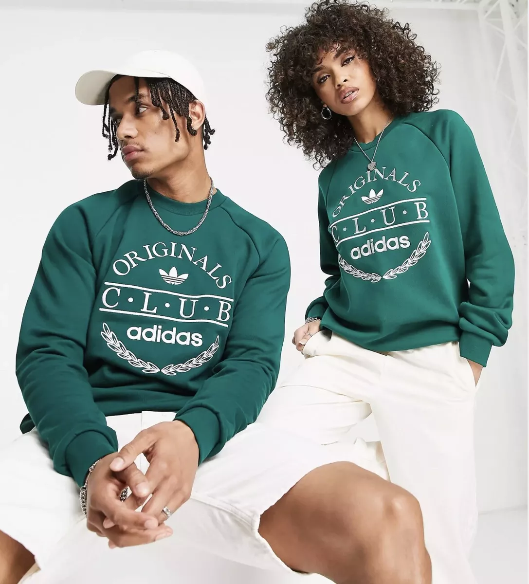 Adidas Originals \'Sports Resort\' Club Crewneck Sweatshirt Small Unisex Green  | eBay