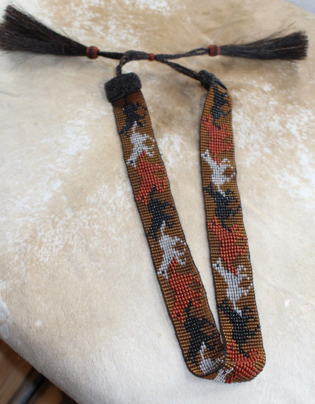 Western Hair Tie - BROWN Elastic, Yellow HORSE - HTWST2BRY main image 0