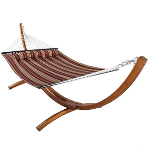 Sunnydaze Quilted 2-Person Hammock with 12' Curved Wood ...