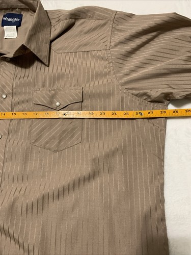 Wrangler Men's XXL Western Dobby Stripe Brown Gold Snap Long Sleeve Shirt - Picture 6 of 7