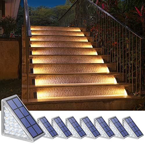 Outdoor Step Lights,Solar Step Lights for Outside Waterproof 8 Pack Warm White
