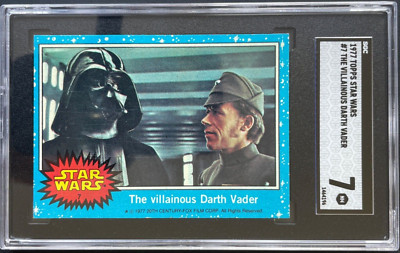 Star Wars 1977 The Villainous Darth Vader #7 Topps Serie 1 blau SGC 7