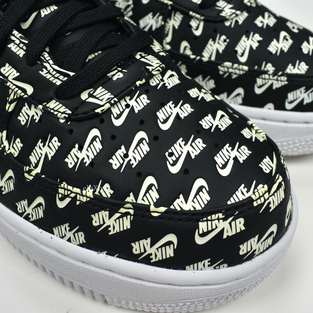 NWT Nike Air Force 1 07 Black Allover Logo Emblazoned Men