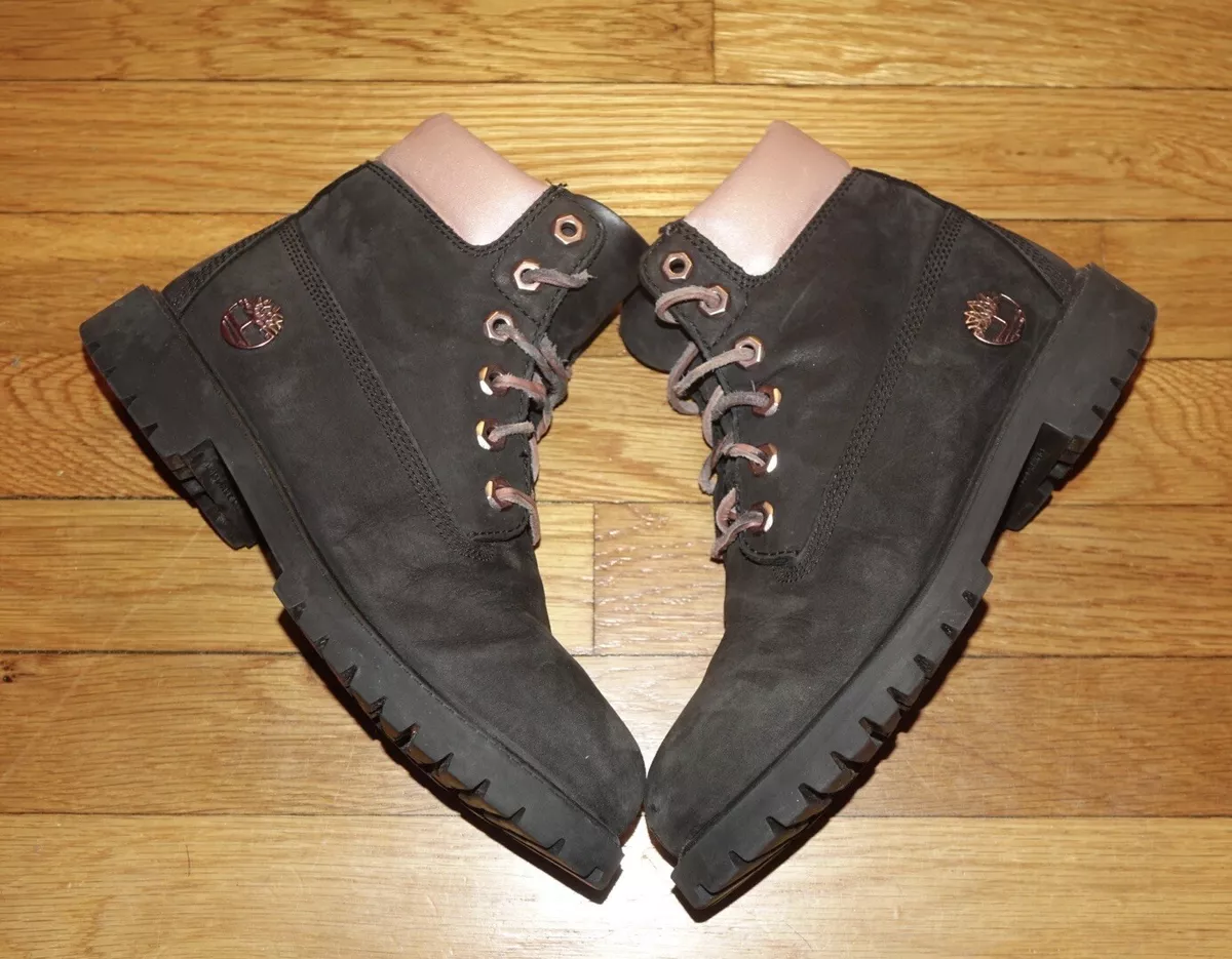 Black and rose gold clearance timberlands