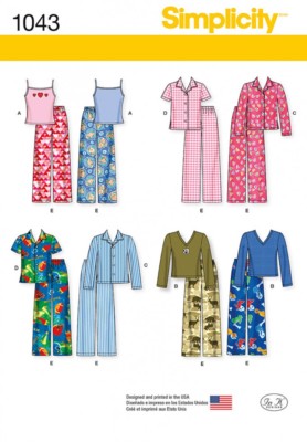 Simplicity Kinder Easy Schnittmuster 1043 Pyjama Oberteile & Hosen (Simpli...