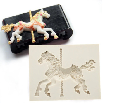 Cute Carousel Party Cake Decor Horse Pony Gumpaste Topper Fondant Silicone Mold