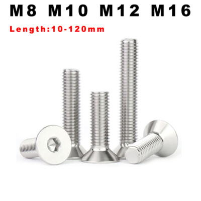 M8 M10 M12 M16 Countersunk Bolt CSK Allen Key Socket Screws A2 Stainless Steel