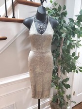 Windsor Women's Gray Polyester V-Neck Sleeveless Knee Length Dress Size Small
