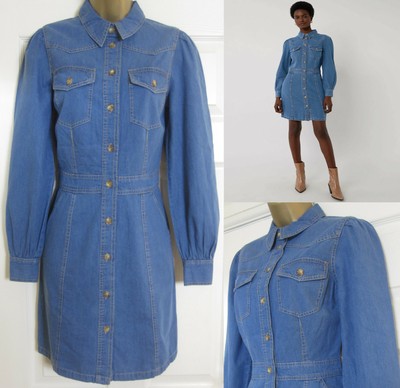 warehouse western denim shirt dress