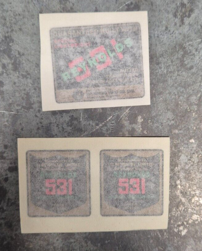 Reynolds 531 Frame and Fork Decal Set 1980-82 SL