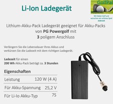 Lithium  Akku Ladeger&auml;t geeignet f&uuml;r Akku Packs  von PG Powergolf