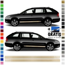 Auto Seiten-Streifen Aufkleber-Set, komp. mit Skoda octavia in Wunschfarbe