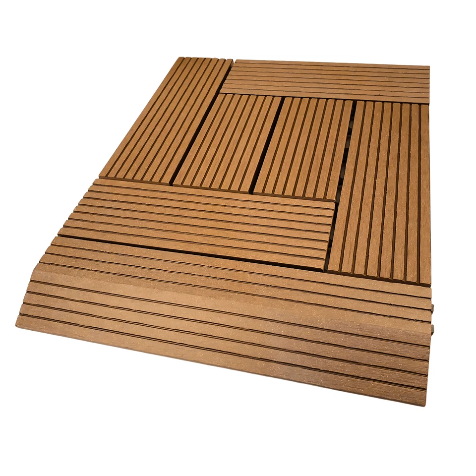 WPC Terrassenfliesen 30x30cm Kunststoff Balkon Pool Garten Dielen Klickfliesen - Bild 2 von 4