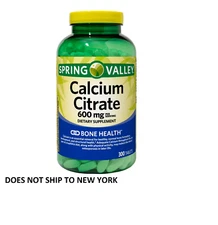 Spring Valley Calcium Citrate Tablets Dietary Supplement 600 Mg 300 Count