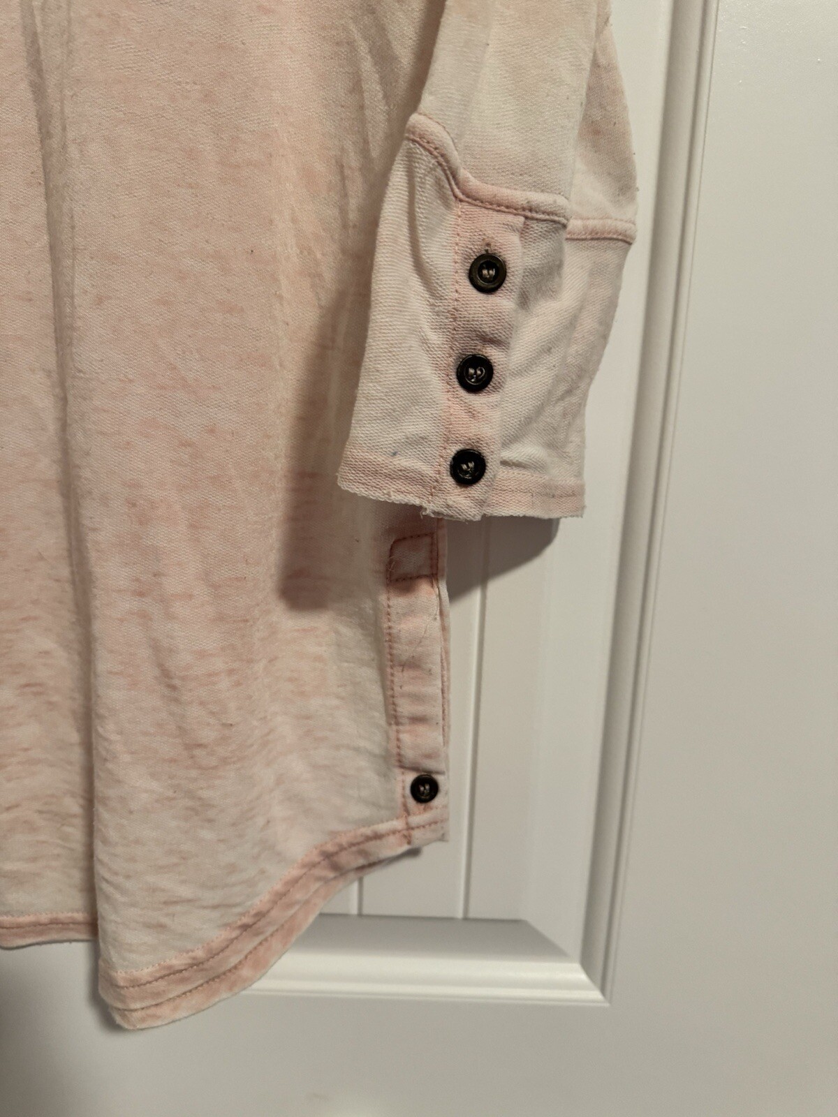 Jane & Delancey Medium Button Accent Shirt Top Pink Lightweight 3/4 ...