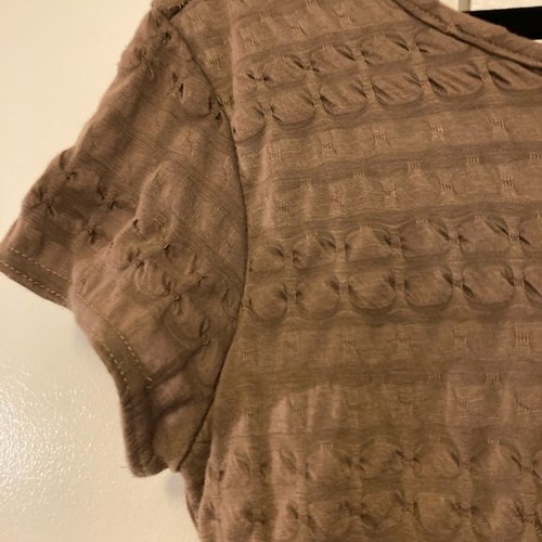 Waffle Design Taupe Short Sleeve Dress by Sharango Womens Size 6 - Picture 12 of 17