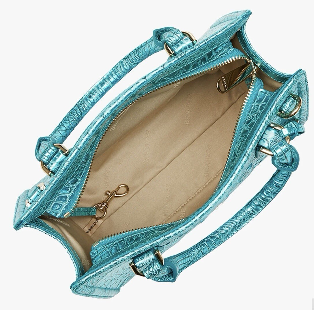 BRAHMIN NWT CAMI AQUA POTION SATCHEL & VERONICA WALLET ~ GENUINE