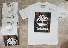 NWT Timberland Boys Short Sleeve Shirt WHITE/CAMO - Size 8 Small