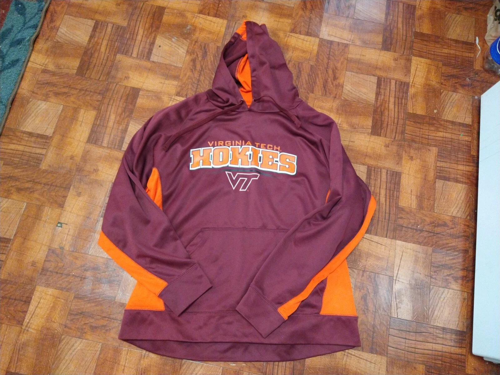 VETEMENTS Virginia Tech Pullover Felpa con Cappuccio Uomo XL Marrone Arancione Hokies Abbigliamento College