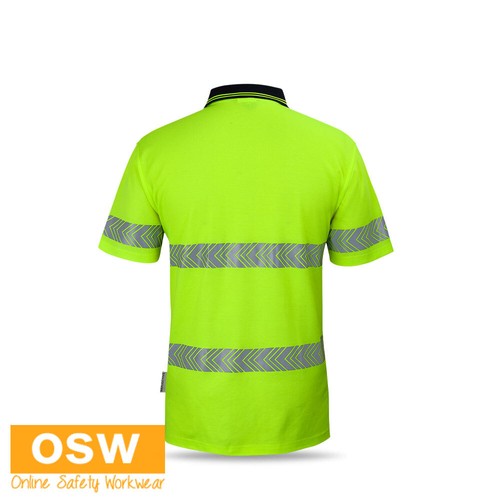 HIVIS D+N Cotton Back S/Sleeves Segmented Tape Polo Durability Classic Fit 6HMSS - Picture 4 of 6