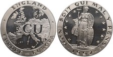 Medaille - ECU 1992 - England Europa Europe - Honi Soit qui mal y pense