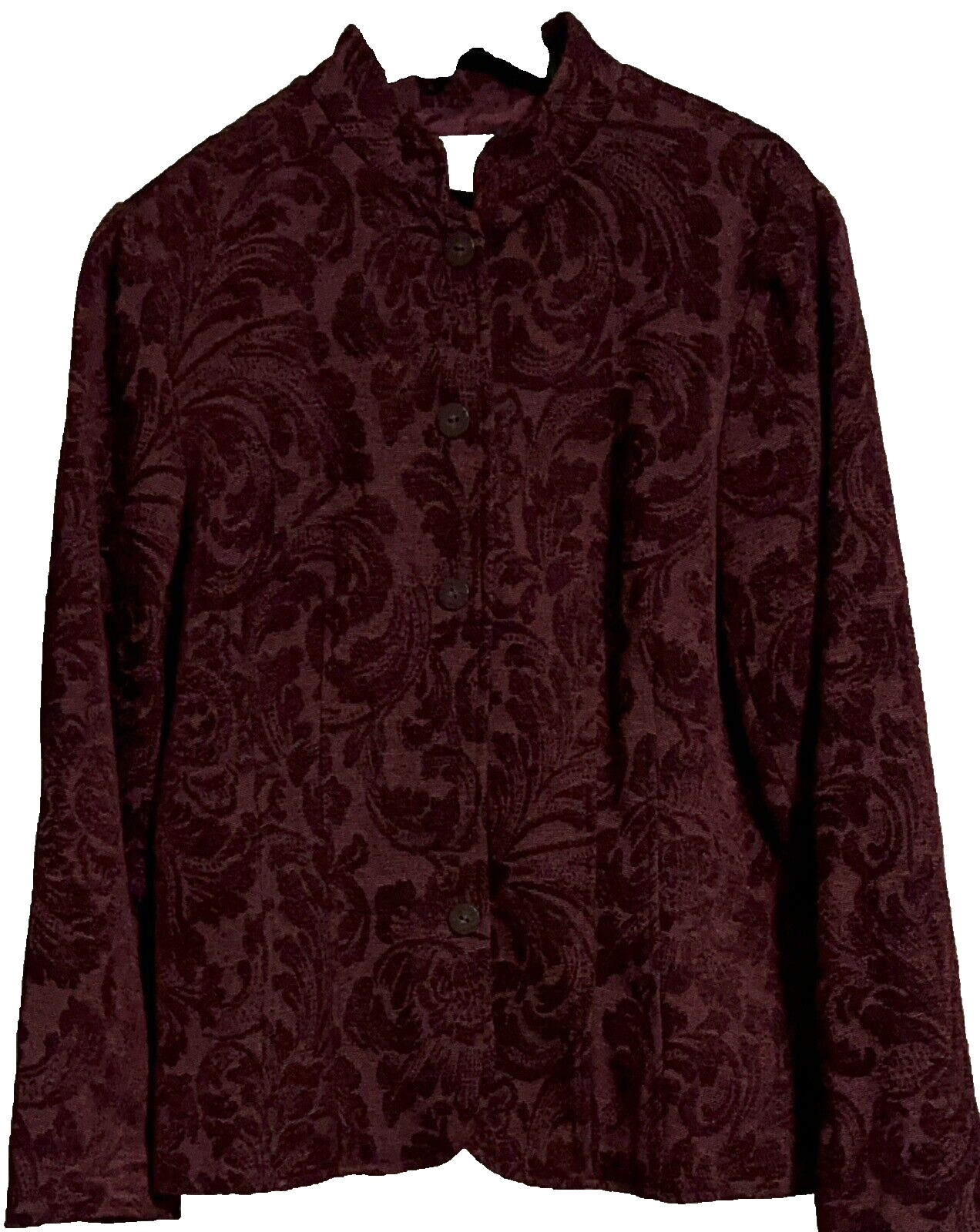 Coldwater Creek Jacket Maroon Red Women Tapestry Button Up Long Sleeve SZ M