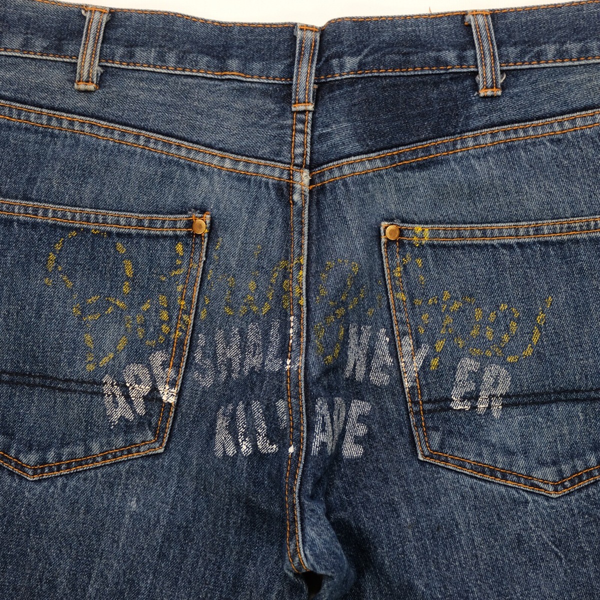 Rare VTG BAPE A Bathing Ape Shall Never Kill Denim Jeans 2000s 