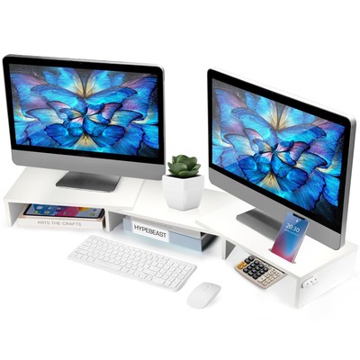 Dual Monitor Stand Riser for 2 Monitors, Monitor Stand for Desk, Adjustable L...