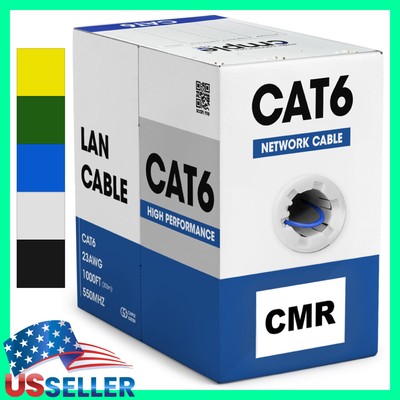 23AWG Cat6 Ethernet Cable 1000ft CMR Riser LAN Cord Cat 6 Data Cable 550MHz
