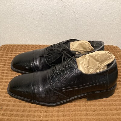 Stacy Adams Genuine Snake Skin Men's Sz M Dress Shoes Black