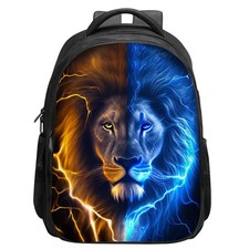 SARA NELL Kids Lion School Backpack for Boys Girls,Cool Ice and Fire Lion Sch...