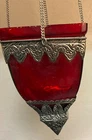 Vg Red Sanctuary Antique Lamp Candle Holder Catholic Virgin Mary Invocation Rare
