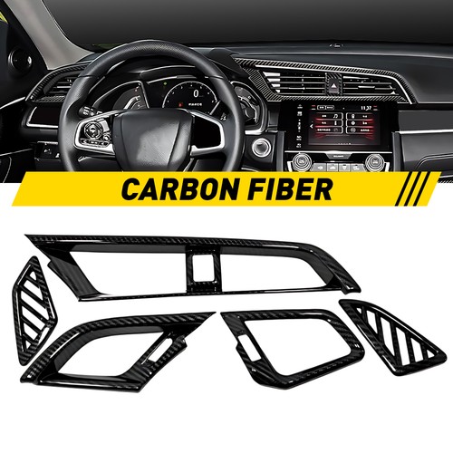 Carbon Fiber ABS Dashboard Air Vent Cover Case For Honda Civic 10th 2016-2020（