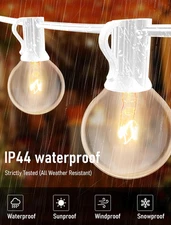 25FT Outdoor White String Lights with 27 Clear Bulbs, G40 Globe Patio String ...