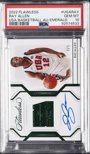 2022 PANINI FLAWLESS USA BK AUTOS EMERALD #USARAY RAY ALLEN 3/5 PSA 10
