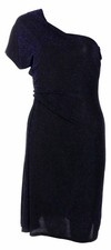 Nine West Women's Asymmetrical One-Sleeve Dress (4, Blue Spell)