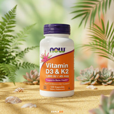 NOW Foods, Vitamin D-3  K-2 1000 IU, 120 Veg , High Potency, Structural Support