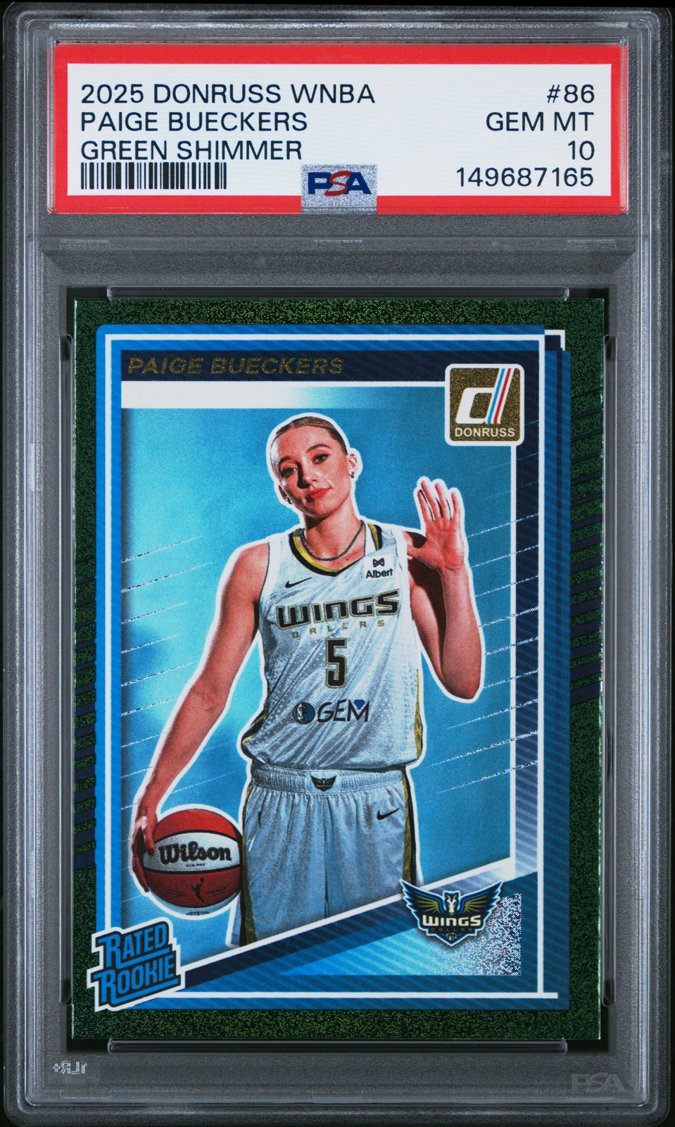 2025 PANINI DONRUSS WNBA GREEN SHIMMER #86 PAIGE BUECKERS PSA 10