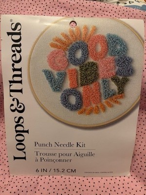 Loops & Threads Punch Needle Kit Good Vibes 6'' Loop New Free Ship