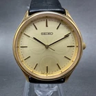 Seiko Watch Men 33mm Champagne Dial Gold Tone Round 7n01-0bd0 New Battery