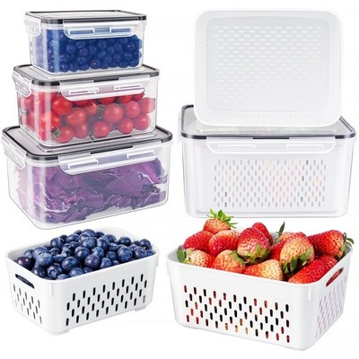 Freshmage Fruit Storage Containers for Fridge with Removable Colander Airtight
