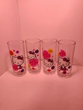 HELLO KITTY 2012 Sanrio Drinking Glasses set of 4 Pink Bows RARE