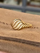 David Yurman10mm 18k Gold Cable Sculpted Pinky Ring Pouch 3.5 Mint $1850+