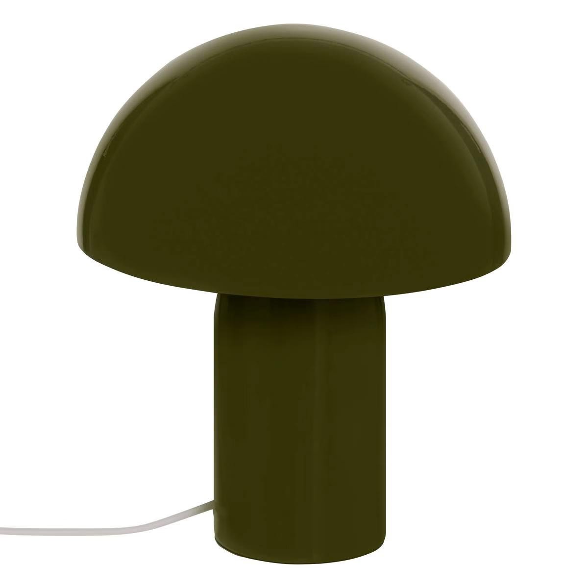 Lampe à poser champignon Lito kaki de 24cm avec abat-jour coupole en métal