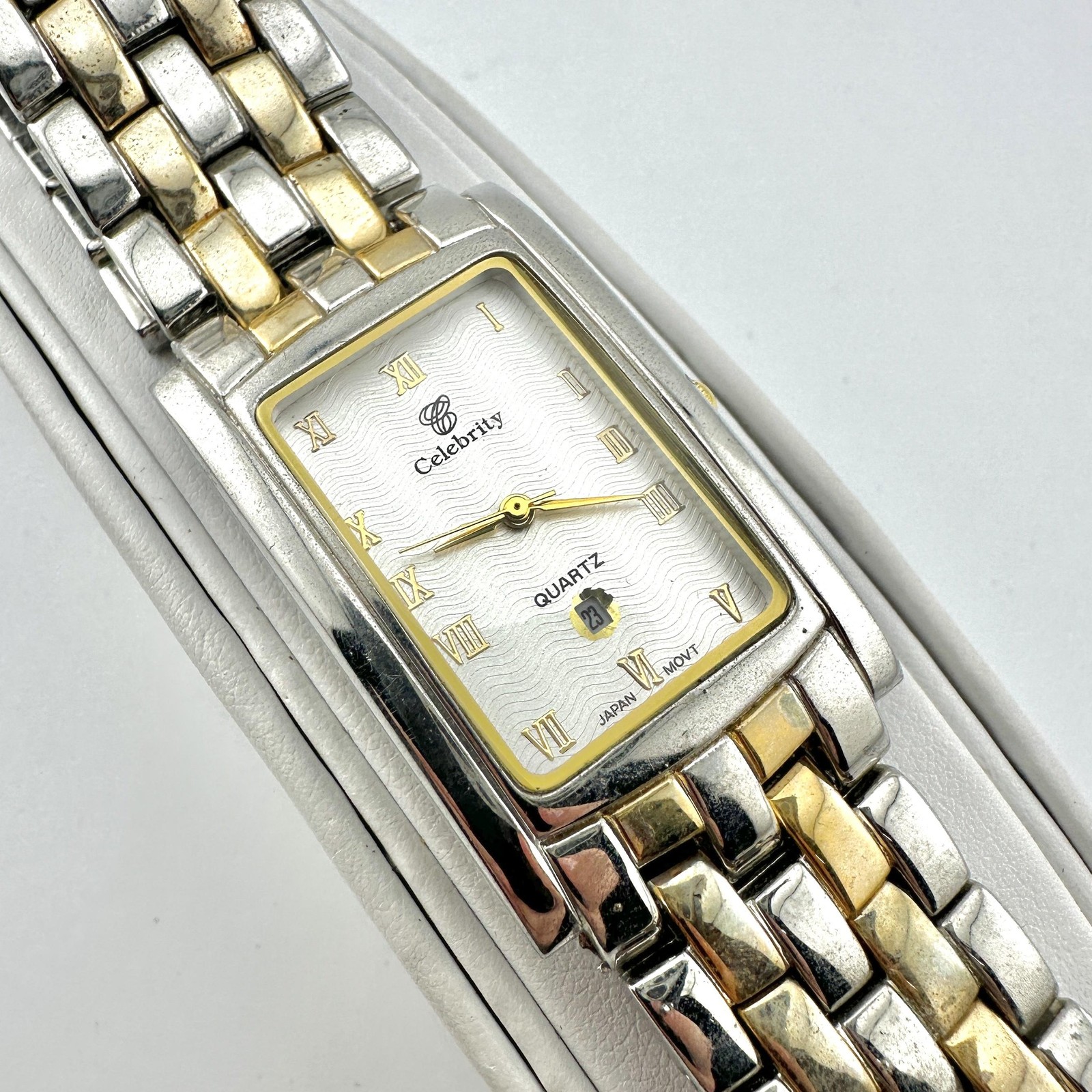 Celebrity Quartz Watch Rectangular Tank Two-Tone … - image 1