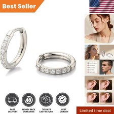 Chic 10mm Huggie Earrings - Pure Titanium Cubic Zirconia for Sensitive Ears